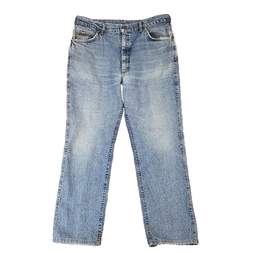 Lee jeans men's 36x30 regular straight retro acid wash blue denim pants